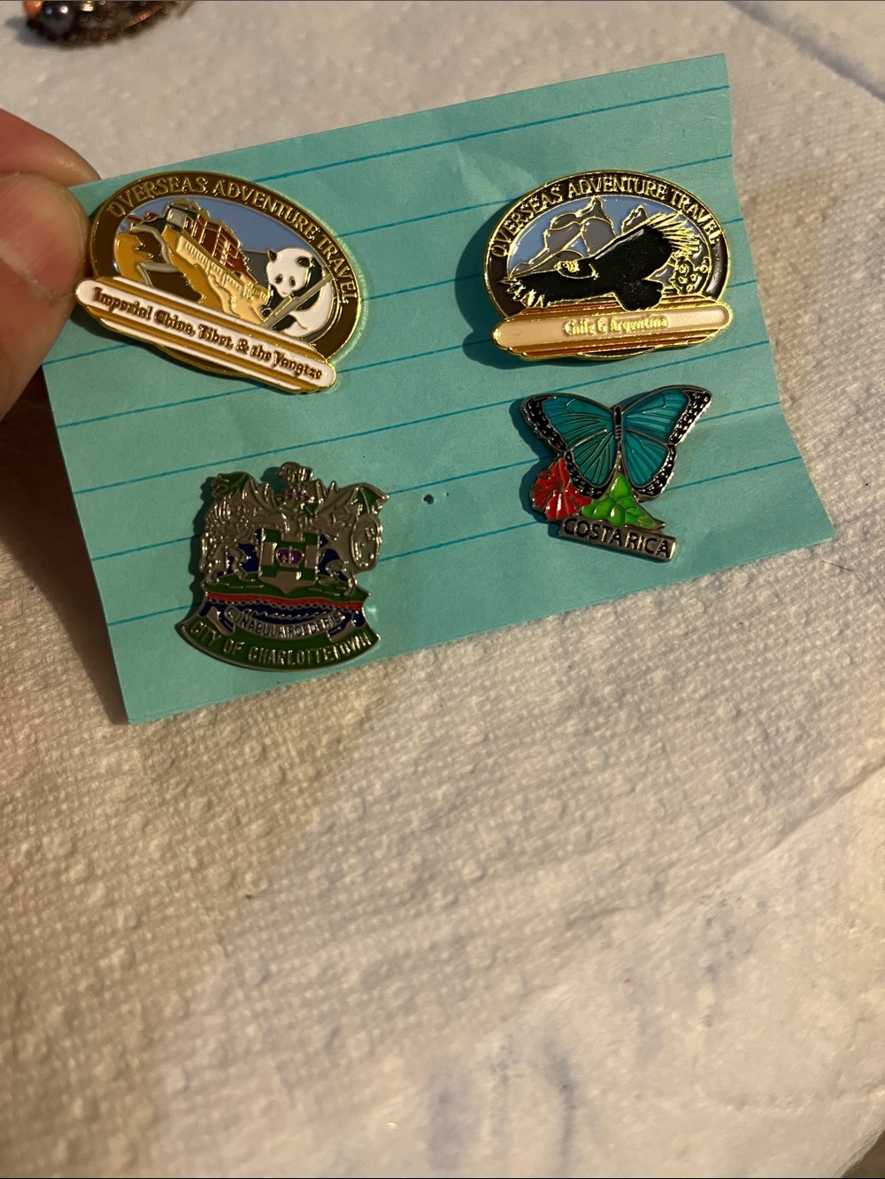 Costa Rica Butterfly Enamel Pin - Teal & Red Kids Accessory